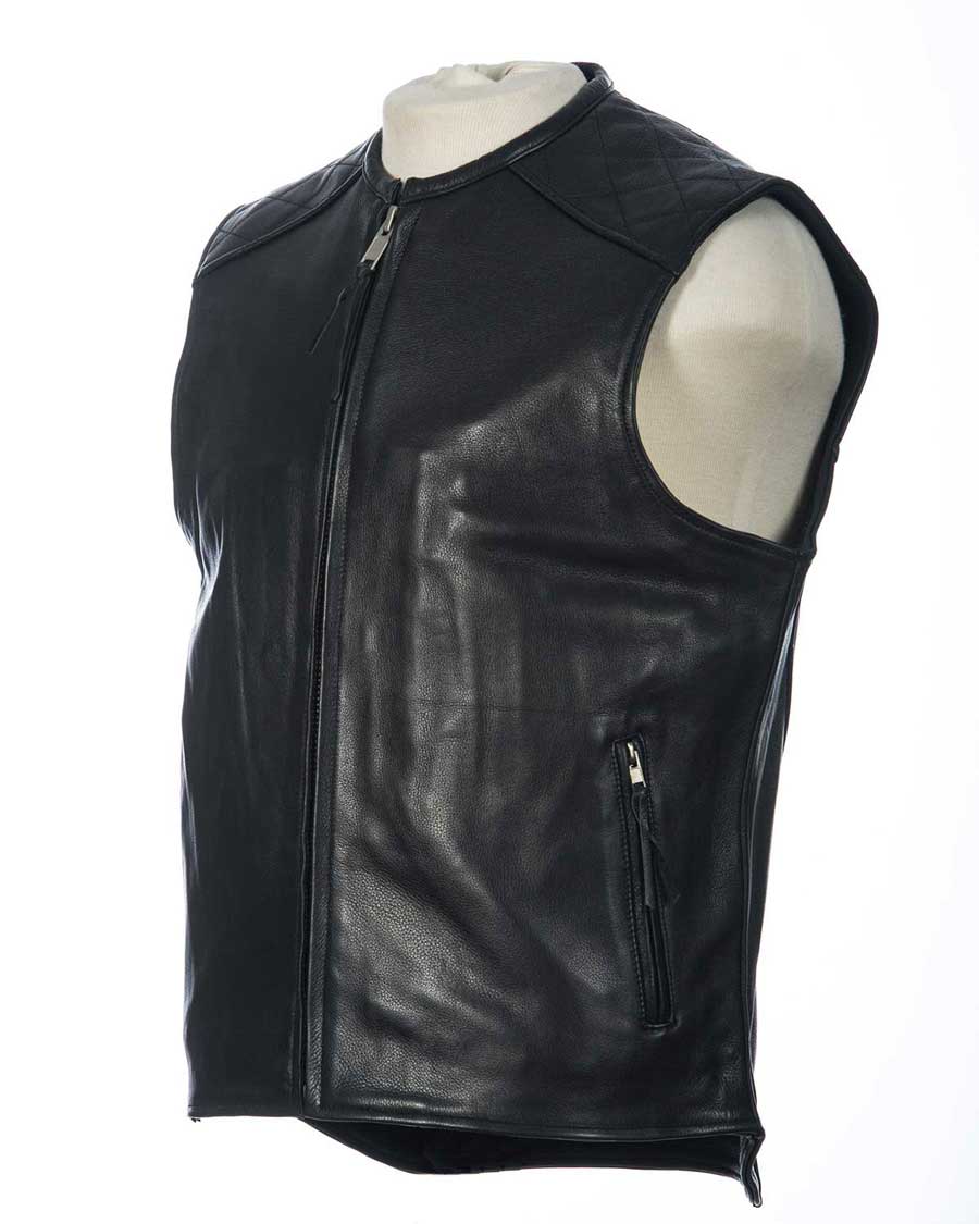 Men's Club Style Leather Vest Custom Hype Beast Max -  Israel