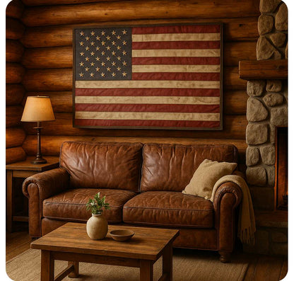 Full Size Leather American Flag