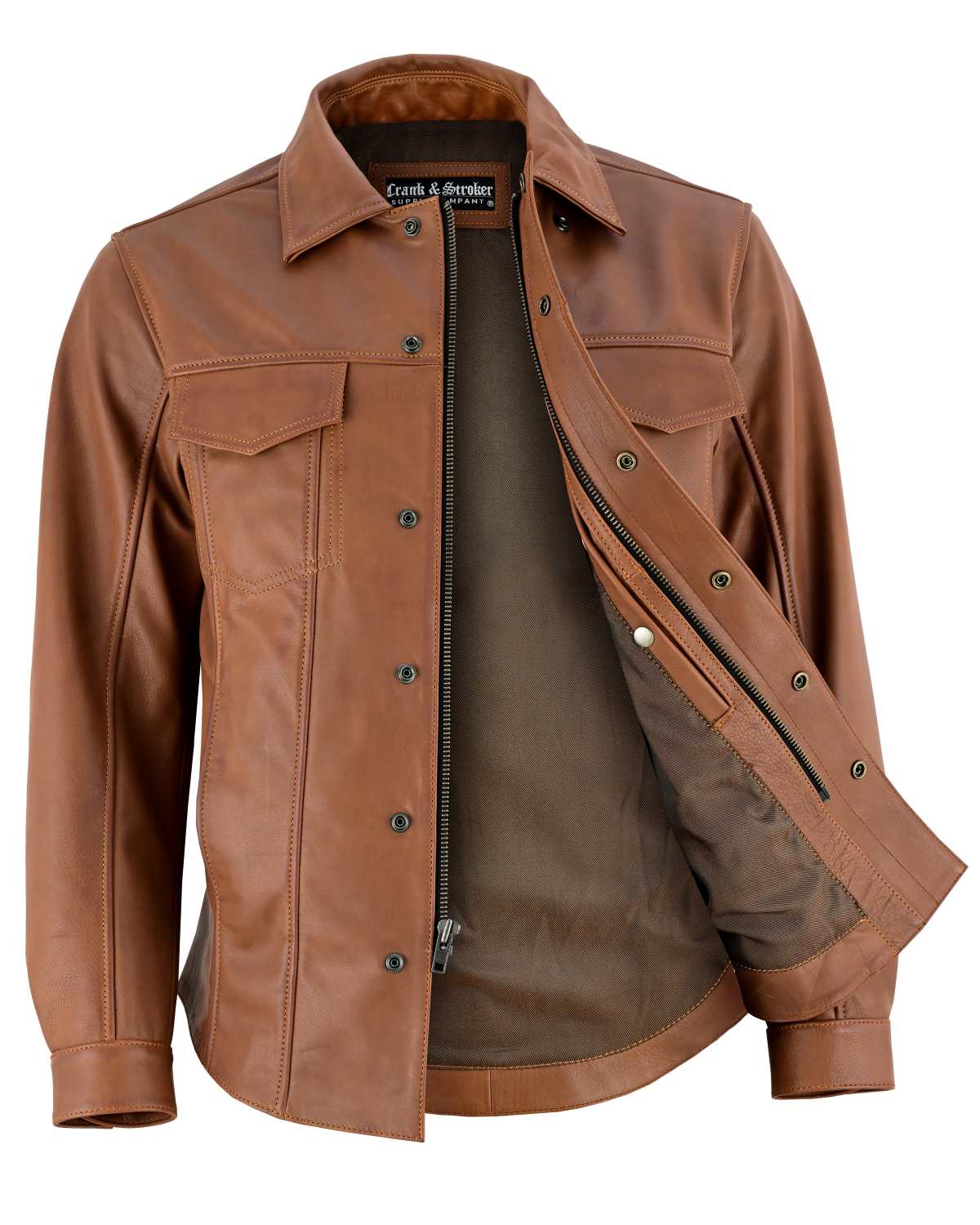 Brown leather shirt liner