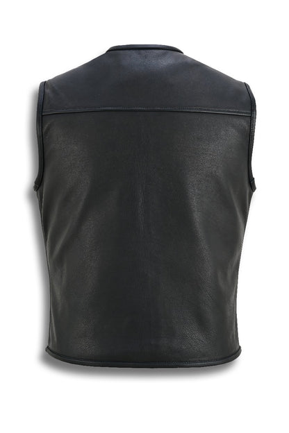 Crank & Stroker Sucka Free vest – back view showcasing clean panel for patches