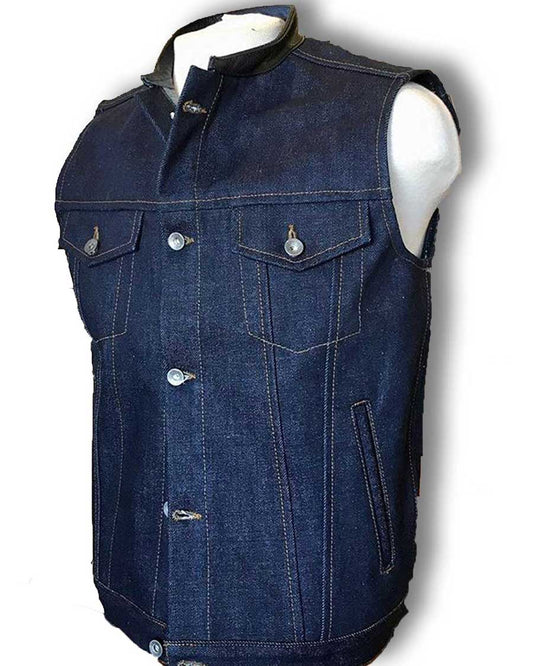 selvage denim vest (side view)