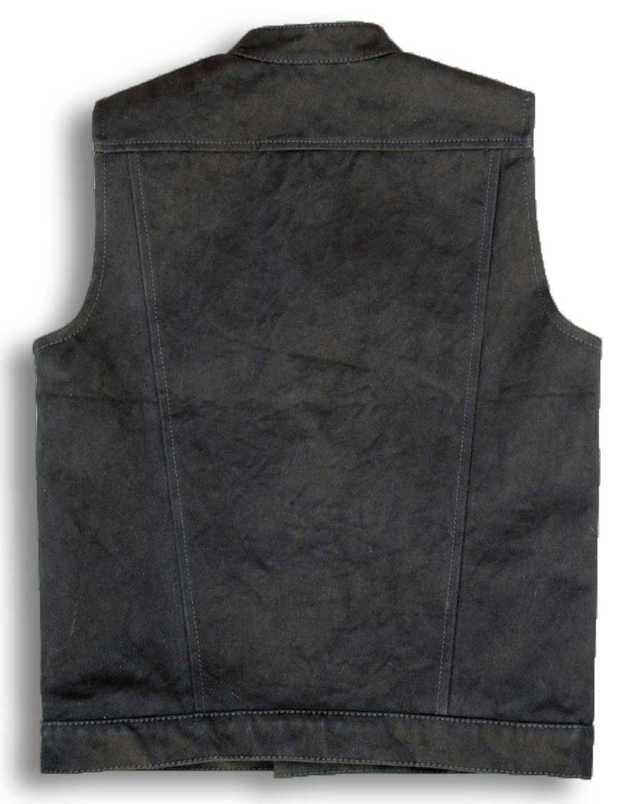 denim motorcycle vest (back view)