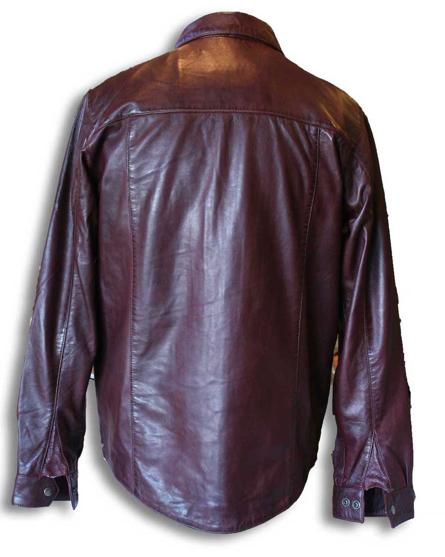 Dark Red Leather Shirt (back view)