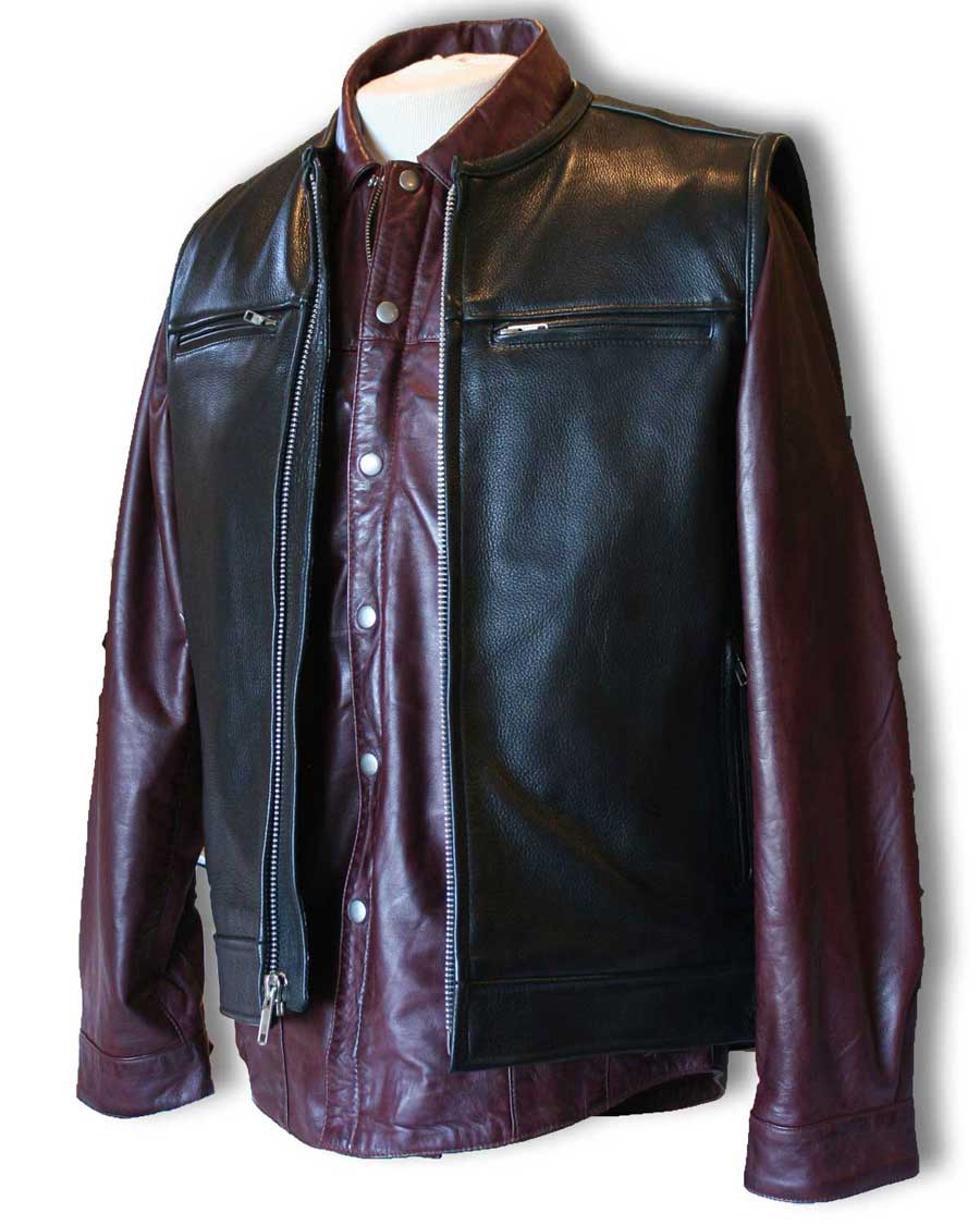 Dark Red Leather Shirt (side view)