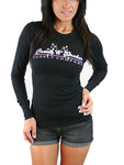 Ladies Checkered Flag T-shirt (front view) 