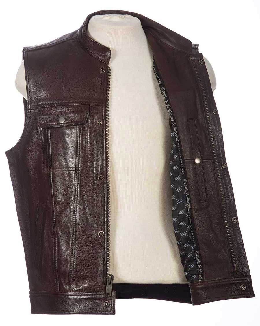 Brown Club MC Vest (Front Open View)