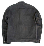 Black denim motorcycle jacket (back view)