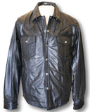 Black Leather Western shirt (front view)