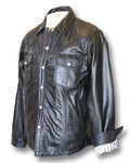 Black Leather Western shirt  (side view)