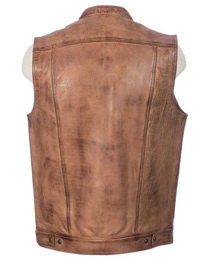 brown club motorcycle vest | motorcycle vest | leather vest | sleeveless leather jacket | motorcycle riding vest | motorcycle riding vest | brown leather vest mens
