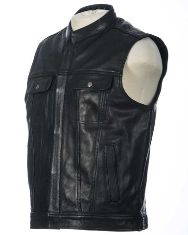 Sleeveless leather jacket sleeveless biker jacket vest black Ermal
