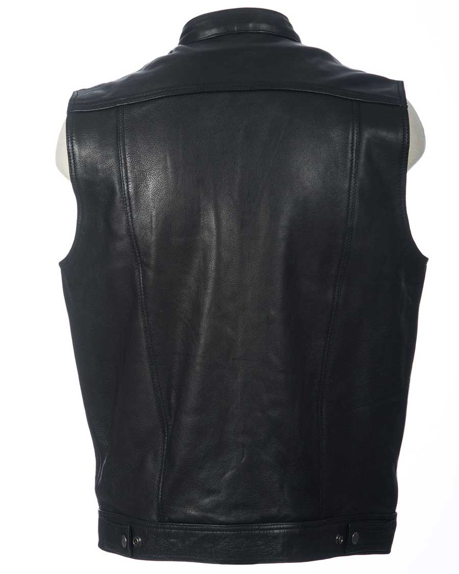 Men's Black Leather Motorcycle Vest | Motorcycle Vest | Leather ...