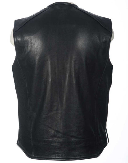 Hard Ball Leather Motorcycle Vest – Back Panel with Extended Length and Diamond Yoke