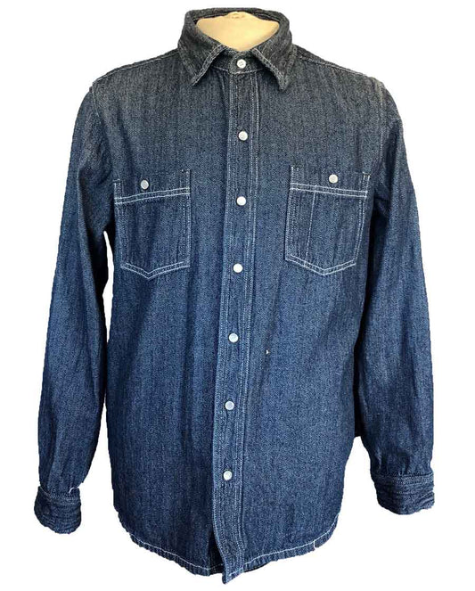 men's herringbone denim shirt (front view)