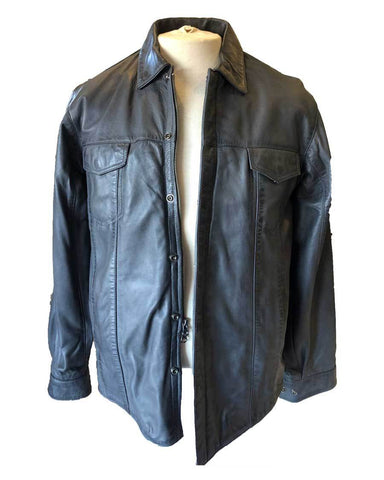 graphite leather shirt (front view)