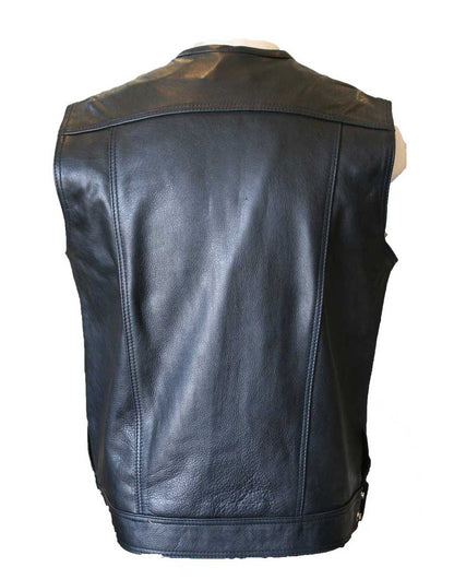 Dirty Cop Motorcycle Vest – Clean Back for Patches | Full-Grain Leather Biker Vest for Men