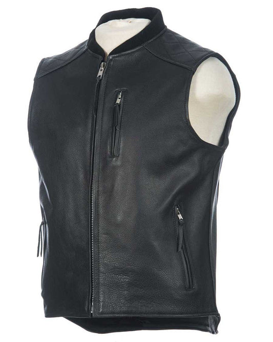 Black leather vest (Front view)