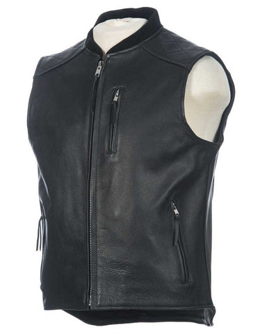Black leather vest (Front view)