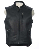 Black leather vest (Front View) Zip Closure