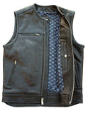 Leather motorcycle vest (Front Open View)