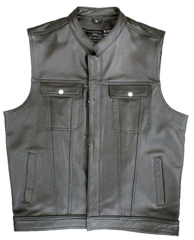 perforated leather vest (Front view)