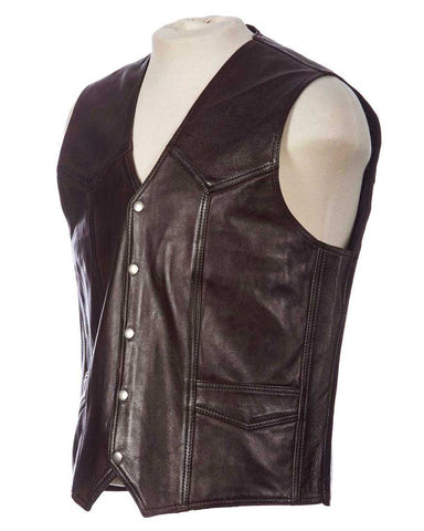 brown western leather vest