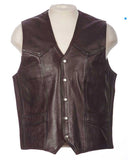 Brown western leather vest (Front view)
