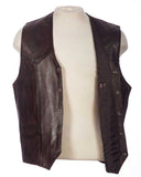 Brown western leather vest( Snap open front view)