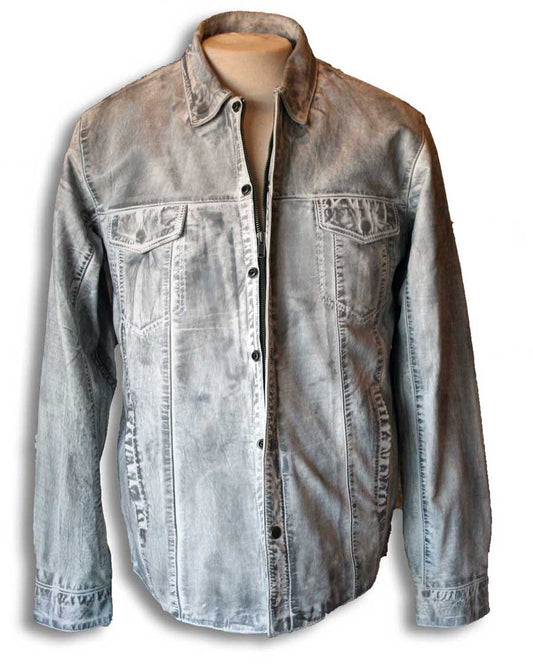 white leather shirt |  MEN'S LEATHER SHIRT